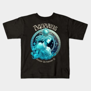 Retro Aquarius Zodiac Sign Kids T-Shirt